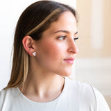 Trinity Freshwater Pearl & Diamond Studs in Silver