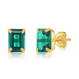 Emerald-Cut Solitaire Gemstone Studs in 14k Gold