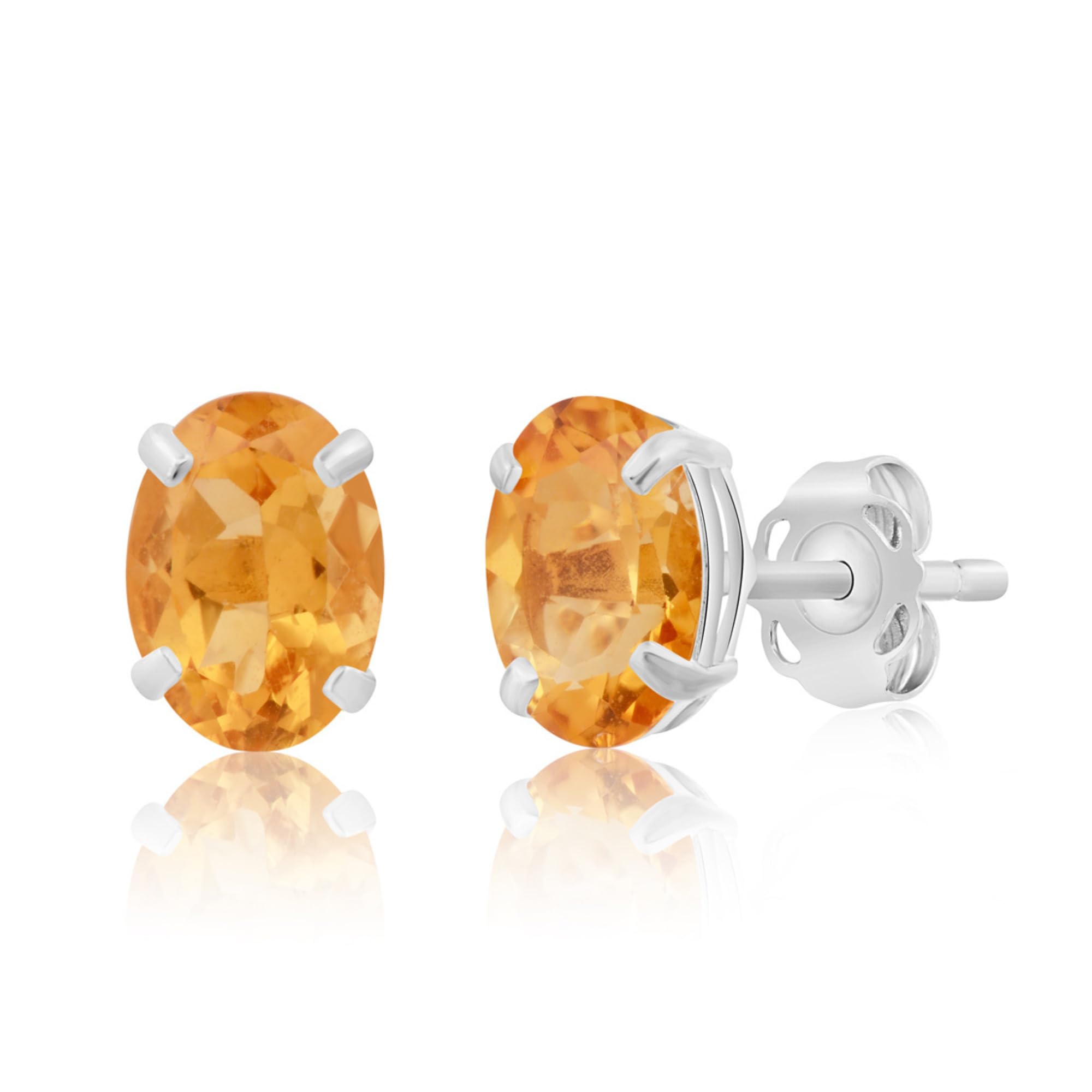 Oval Solitaire Gemstone Studs in 14k Gold