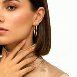 Classic Square Tubed Hoop Earrings in 14K gold