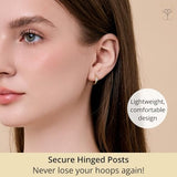 Small 10K Gold Diamond Huggie Hoop Earrings for Women | Bezel-Set Lab Grown Diamond Hoops 15.5MM Long | Hypoallergenic Solid 10kt Gold Huggie Earrings for Women by MAX + STONE