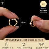 Small 10K Gold Diamond Huggie Hoop Earrings for Women | Bezel-Set Lab Grown Diamond Hoops 15.5MM Long | Hypoallergenic Solid 10kt Gold Huggie Earrings for Women by MAX + STONE