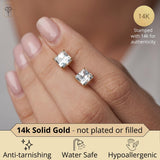 14K Gold Princess Cut Earrings embellished with Swarovski® Zirconia
