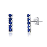 Small Gemstone Bar Studs in 14k Gold