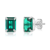 Emerald-Cut Solitaire Gemstone Studs in 14k Gold