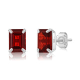 Emerald-Cut Solitaire Gemstone Studs in 14k Gold