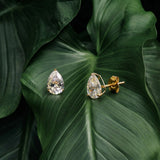 Pear-Cut Cubic Zirconia Studs in Solid 14K Gold