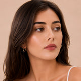 18MM Diamond-Cut Triangle Hoops  in 14k Gold