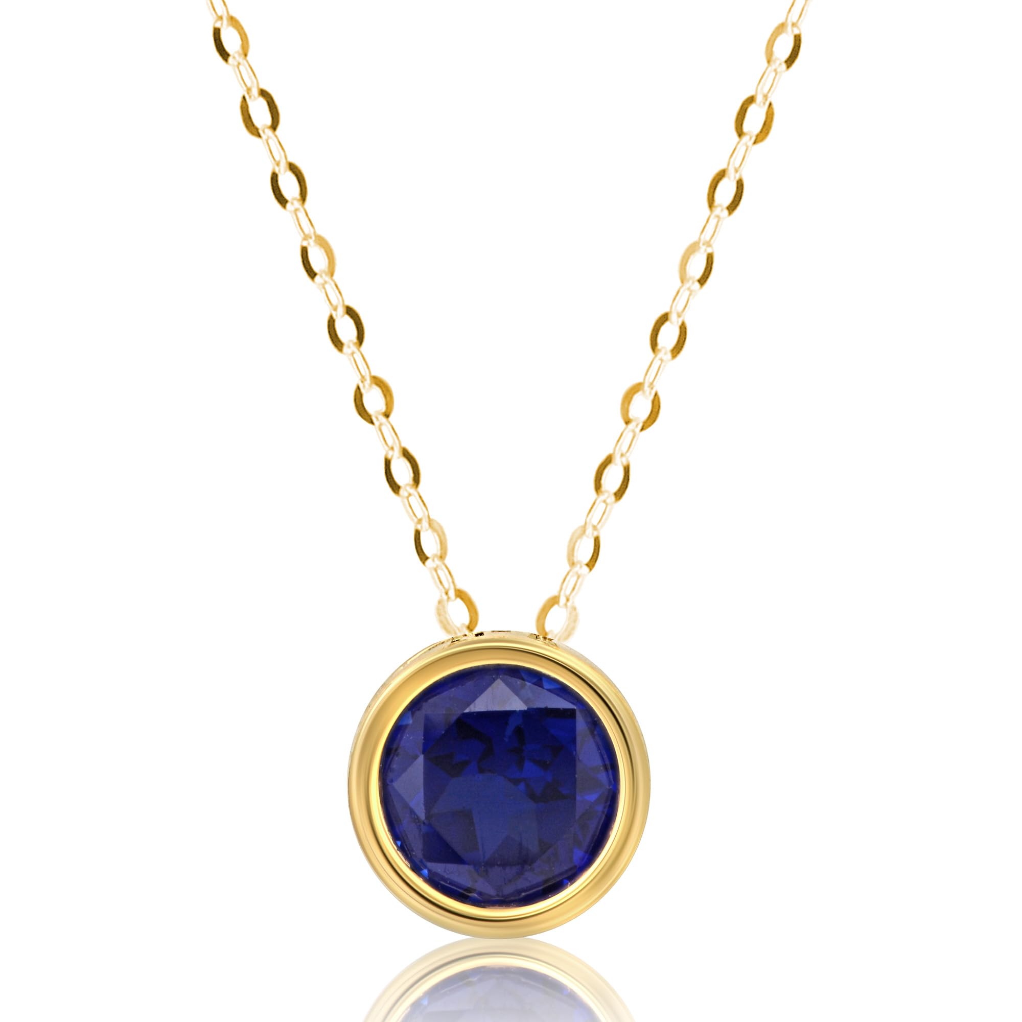 Solitaire Bezel Set Gemstone Pendant in 14k Gold