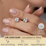14K Gold Princess Cut Earrings embellished with Swarovski® Zirconia