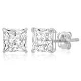 14K Gold Princess Cut Earrings embellished with Swarovski® Zirconia
