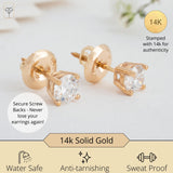 Everyday Solitaire Lab Diamond Studs in 14k Gold, IGI Certified