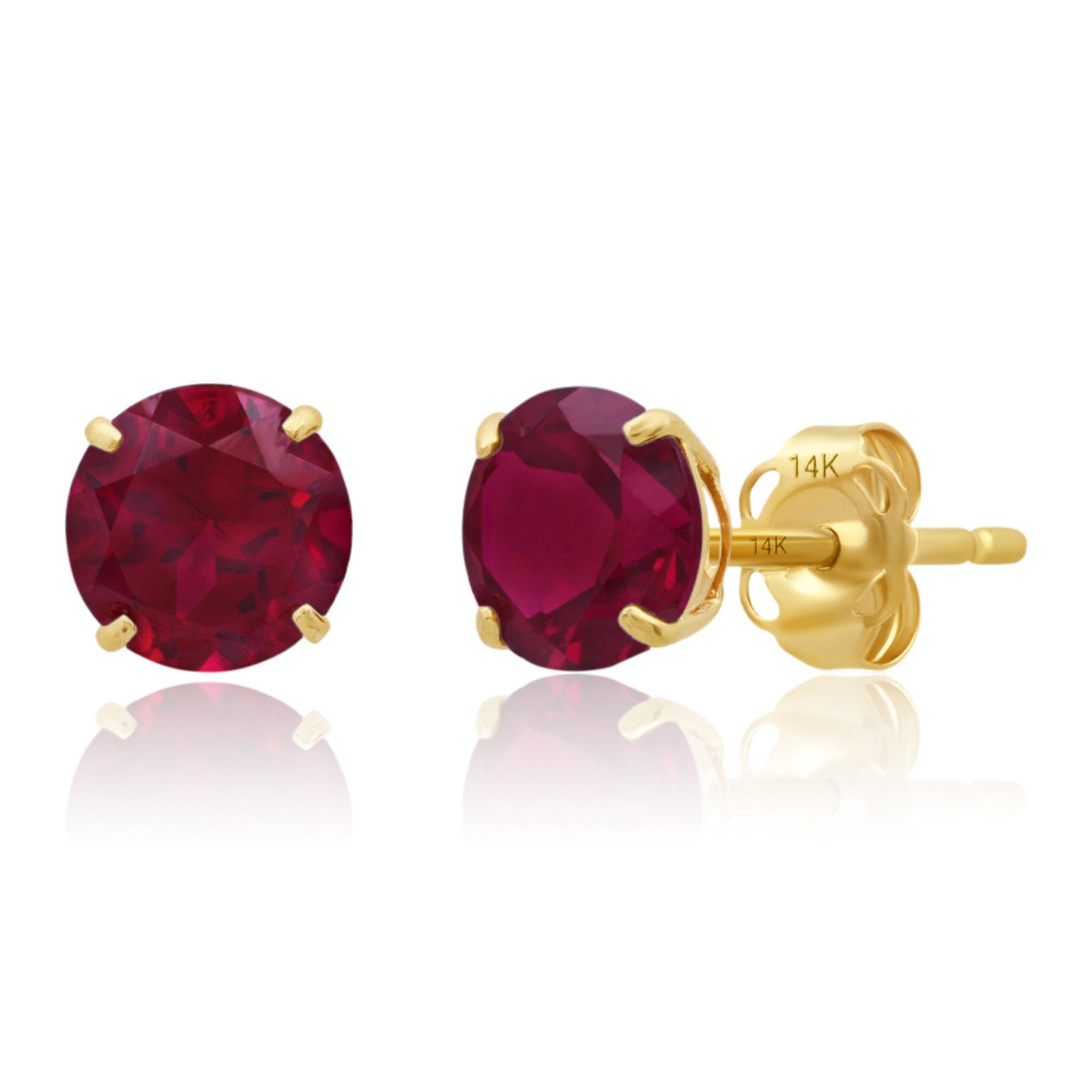 Classic 6mm Gemstone Round Stud Earrings in 14K Gold