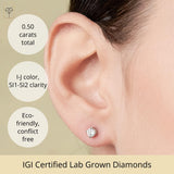 Everyday Solitaire Lab Diamond Studs in 14k Gold, IGI Certified