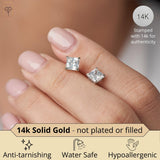 14K Gold Princess Cut Earrings embellished with Swarovski® Zirconia