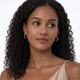 20MM Diamond-Cut Oval Hoops  in 14k Gold
