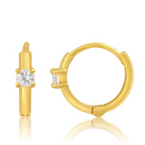 Mini Solitaire Huggie Hoops in 14K Yellow Gold