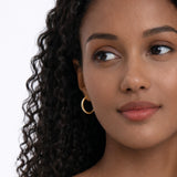 20MM Diamond-Cut Oval Hoops  in 14k Gold