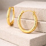 20MM Diamond-Cut Oval Hoops  in 14k Gold
