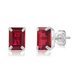Emerald-Cut Solitaire Gemstone Studs in 14k Gold