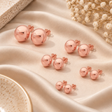 Unisex 14K Rose Gold Ball Stud Earrings