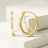 Two Tone Rope Twisted Hoops in 14K Gold