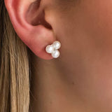 Trinity Freshwater Pearl & Diamond Studs in Silver