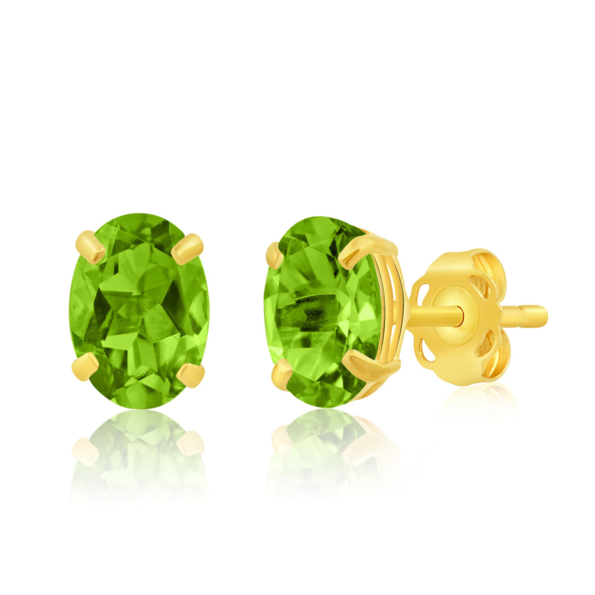 Oval Solitaire Gemstone Studs in 14k Gold