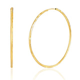 Solid 14K Gold Square-Tubed Round Hoop Earrings for Women | Hypoallergenic Small to Large 16MM to 40MM Round Earring Hoops with Secure Click Tops | 14K Yellow Real Gold Hoop Earrings in 2MM Thick Square Tube by MAX + STONE