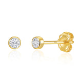 Small 10K Gold Diamond Bezel Stud Earrings | Dainty 2.5MM Lab Grown Diamond Earrings for Women | Hypoallergenic, Anti-Tarnishing Studs for Secondary Piercings by MAX + STONE