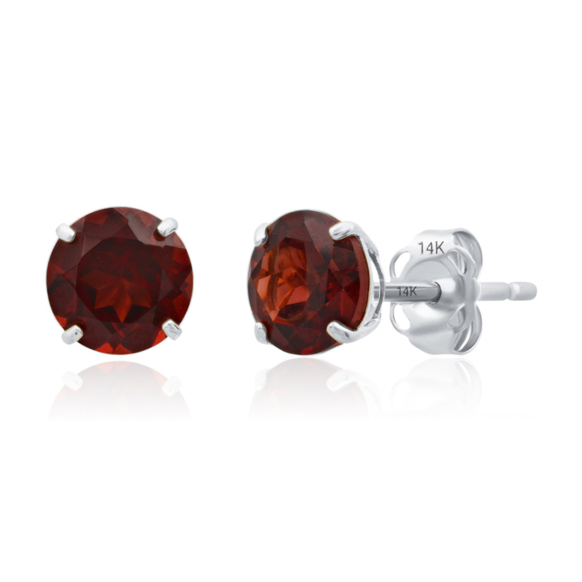 Classic 6mm Gemstone Round Stud Earrings in 14K Gold