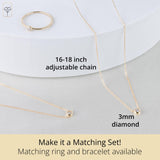 Golden Dew Solitaire Lab Diamond Bezel Necklace in 10k Gold
