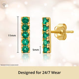 Small Gemstone Bar Studs in 14k Gold
