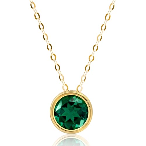 Solitaire Bezel Set Gemstone Pendant in 14k Gold