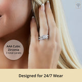 3 Carat Simulated Diamond Ring and Wedding Band Set in 14k Gold