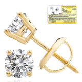 Everyday Solitaire Lab Diamond Studs in 14k Gold, IGI Certified