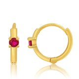 Mini Solitaire Huggie Hoops in 14K Yellow Gold