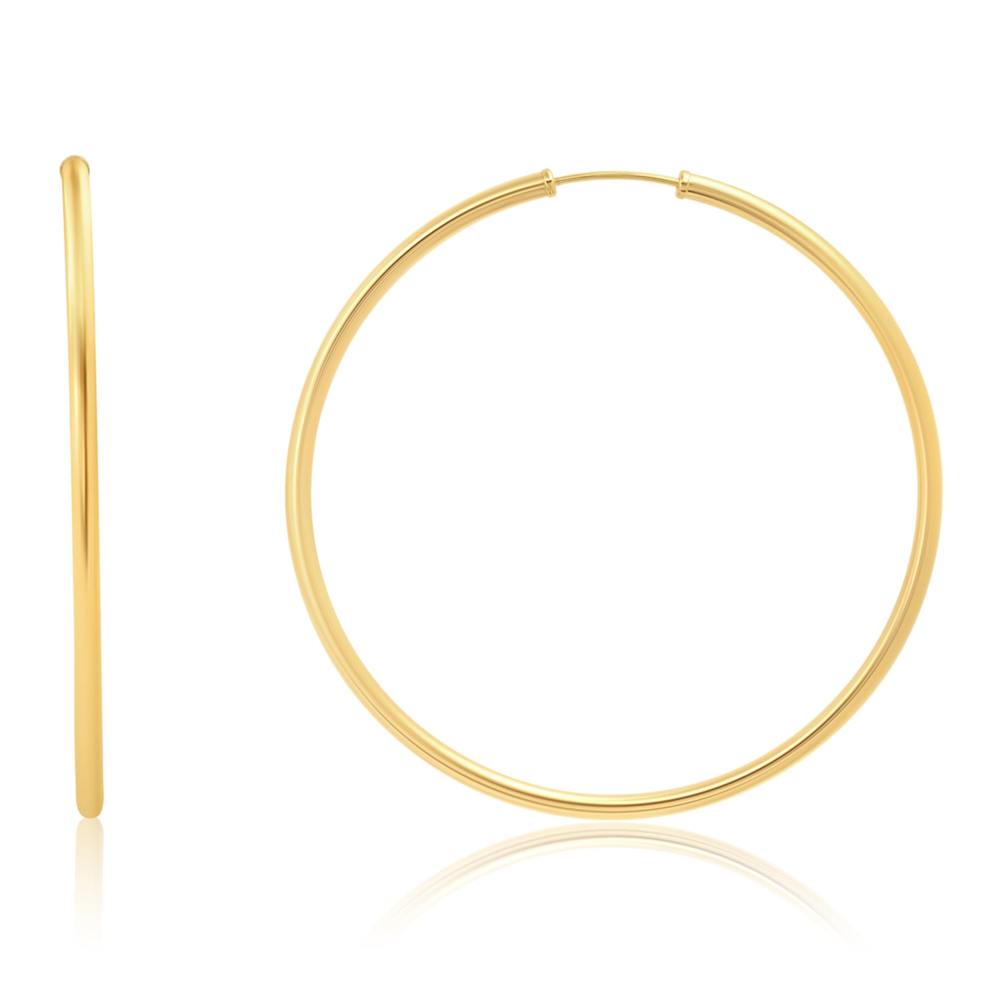 2MM Tube Endless Hoops in 14K Yellow Gold