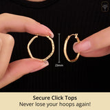 14k Solid Yellow Gold Hoops in Various Styles with Click-top Closures | Solid 14 Karat Gold Hoop Earrings | Hypoallergenic Real 14 Karat Hoop Earrings for Women by MAX + STONE