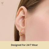 14K Gold Diamond Cut Square Hoops with Click Top | 14MM to 23MM Real Solid 14K Solid Square Gold Earrings | Hypoallergenic Anti Tarnish 14 Kt Hoop Earrings for Women by MAX + STONE