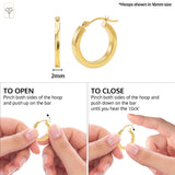 Solid 14K Gold Square-Tubed Round Hoop Earrings for Women | Hypoallergenic Small to Large 16MM to 40MM Round Earring Hoops with Secure Click Tops | 14K Yellow Real Gold Hoop Earrings in 2MM Thick Square Tube by MAX + STONE