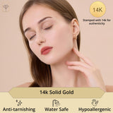 14K Gold Diamond Cut Square Hoops with Click Top | 14MM to 23MM Real Solid 14K Solid Square Gold Earrings | Hypoallergenic Anti Tarnish 14 Kt Hoop Earrings for Women by MAX + STONE