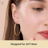 14K Gold Sectioned Diamond Cut & Satin Finish Oval Hoops with Click Top | 32MM to 45MM Real Solid 14K Gold Oval Hoop Earrings | Hypoallergenic Yellow 14 Kt Hoop Earrings for Women by MAX + STONE