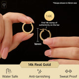 Solid 14K Gold Square-Tubed Round Hoop Earrings for Women | Hypoallergenic Small to Large 16MM to 40MM Round Earring Hoops with Secure Click Tops | 14K Yellow Real Gold Hoop Earrings in 2MM Thick Square Tube by MAX + STONE