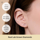 Small 10K Gold Diamond Bezel Stud Earrings | Dainty 2.5MM Lab Grown Diamond Earrings for Women | Hypoallergenic, Anti-Tarnishing Studs for Secondary Piercings by MAX + STONE