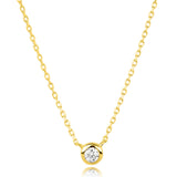 Golden Dew Solitaire Lab Diamond Bezel Necklace in 10k Gold