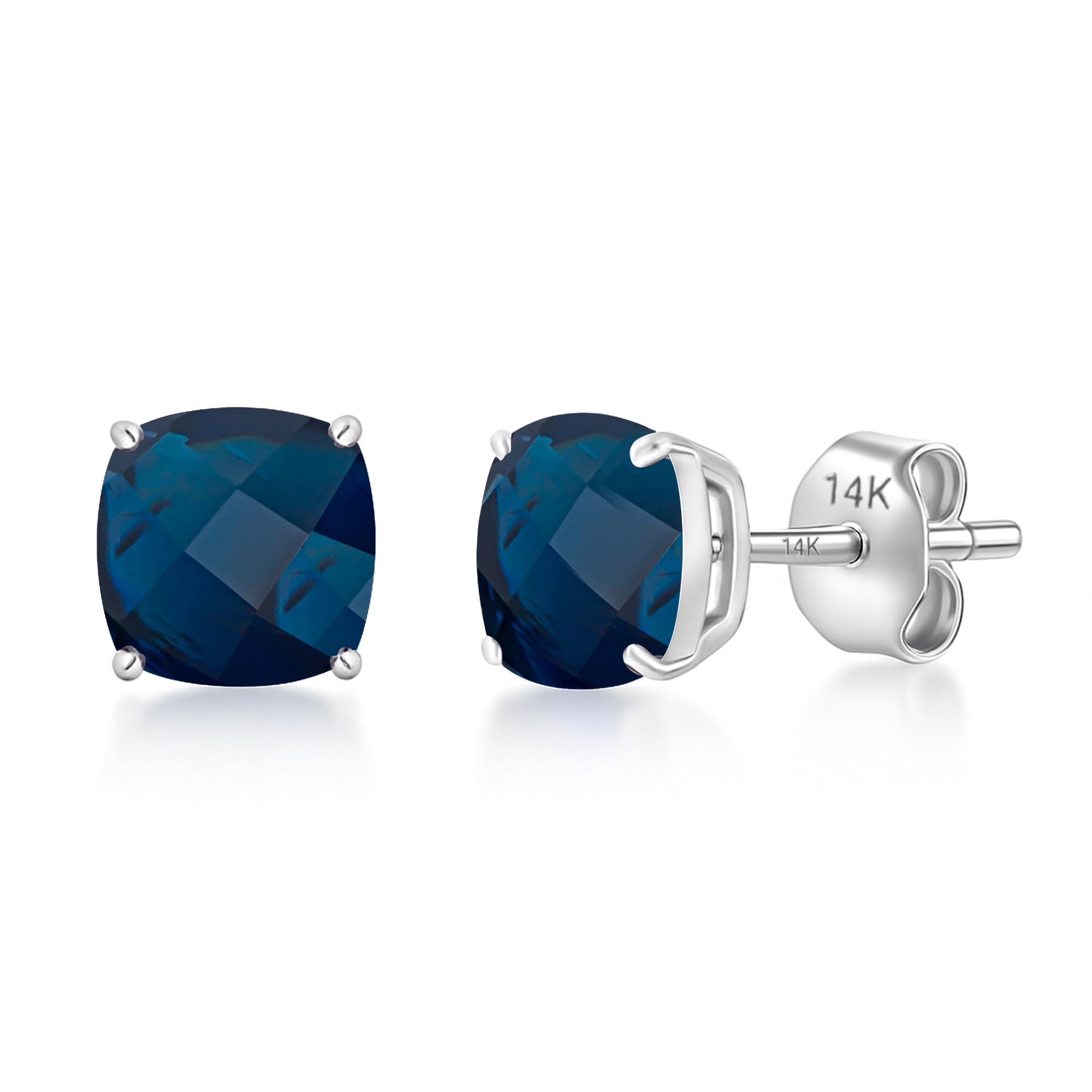 Cushion-Cut Solitaire Gemstone Studs in 14k Gold