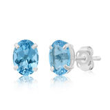 Oval Solitaire Gemstone Studs in 14k Gold