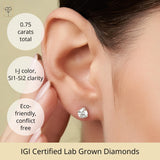 Everyday Solitaire Lab Diamond Studs in 14k Gold, IGI Certified