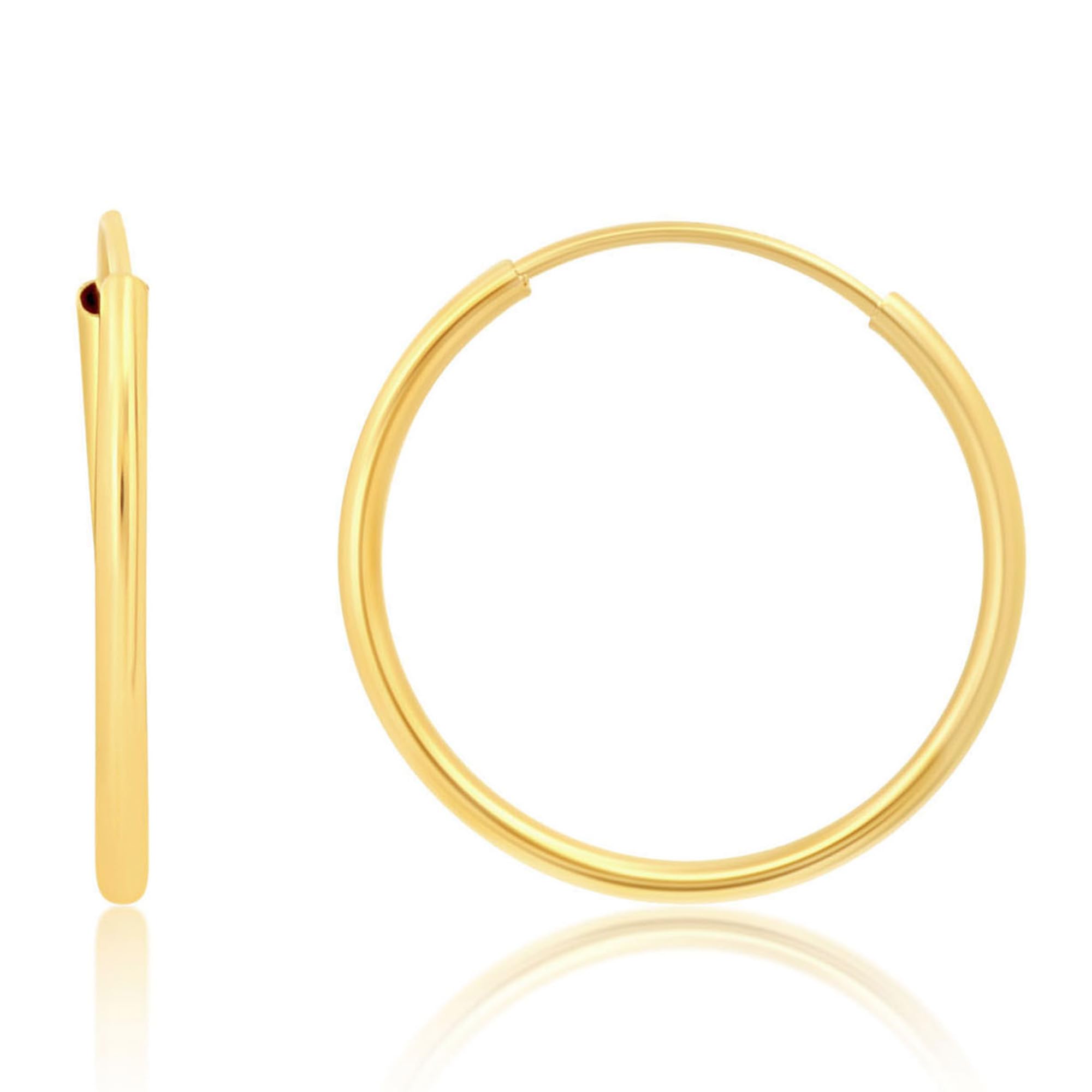 1MM Tube Endless Hoops in 14K Yellow Gold
